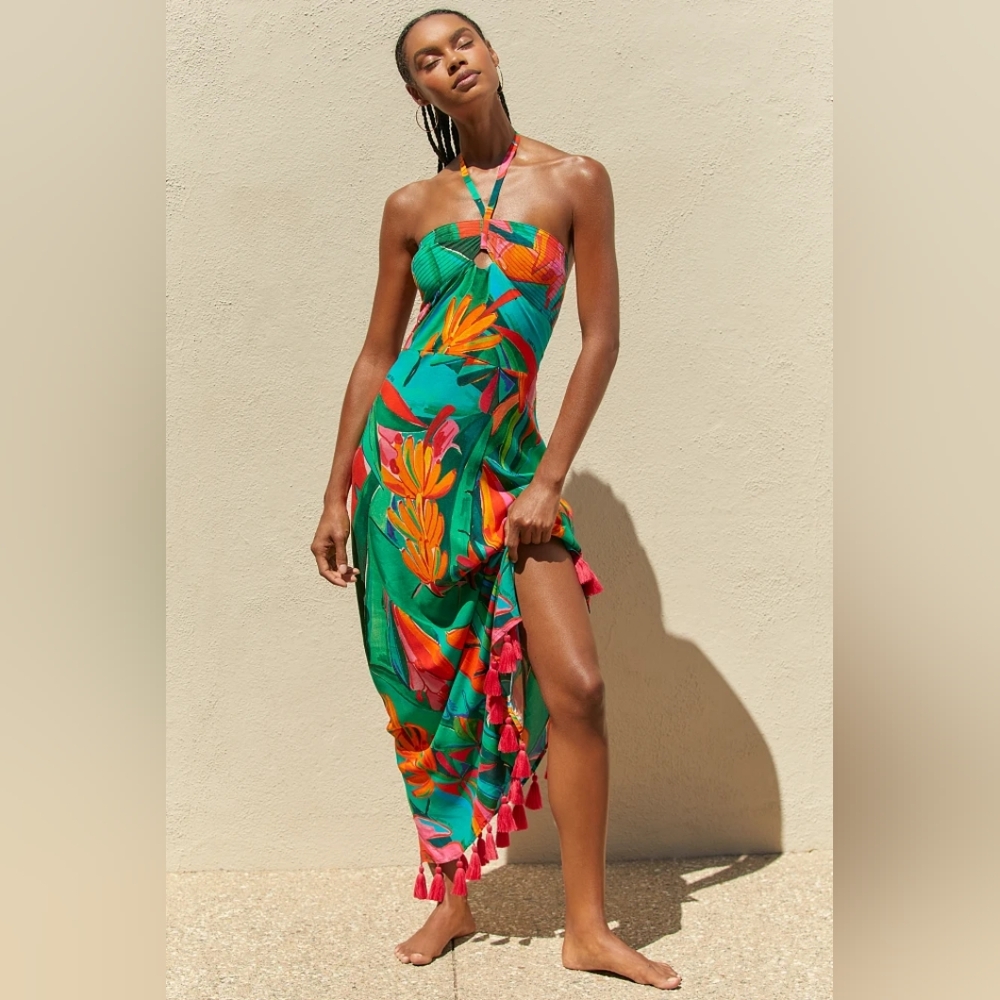 NWT Farm Rio x Anthropologie Cover Up Maxi Dress Medium